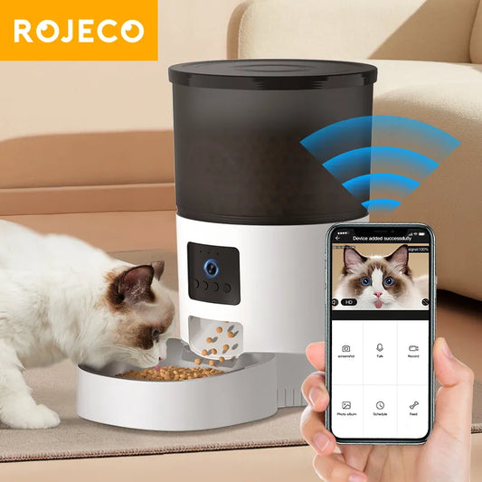 Automatic Cat or Dog Feeder With Camera, Food Dispenser, Smart Voice Recorder, Remote Control Auto Feeder